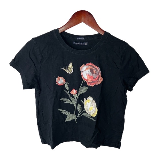 abercrombie & fitch black fitted top C1 - Picture 2 of 5